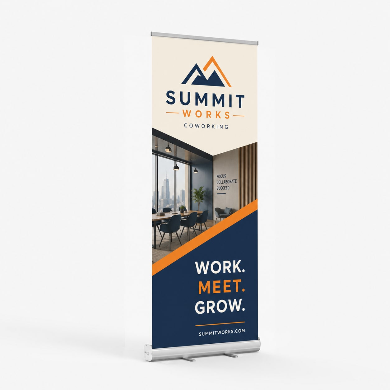 Summit Works standard retractable banner stand