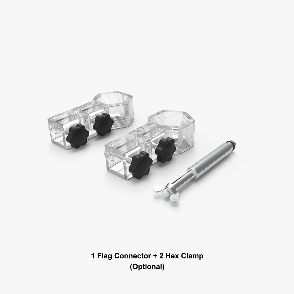 Clamp-on event-tent flag holder hardware
