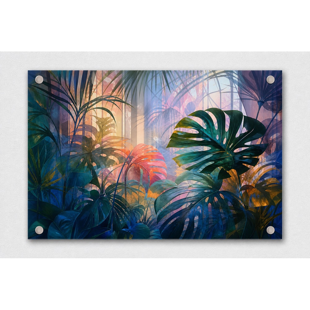 Luminous botanical Acrylic Print mounted with four chrome standoffs
